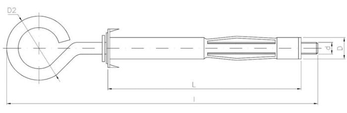 Ankeris tuščiavidurėms konstrukcijoms, su kilpiniu kabliu