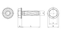 Įsigręžiantys sraigtai šešiabriaune galvute, praplatintu rifliuotu pagrindu (metalui)